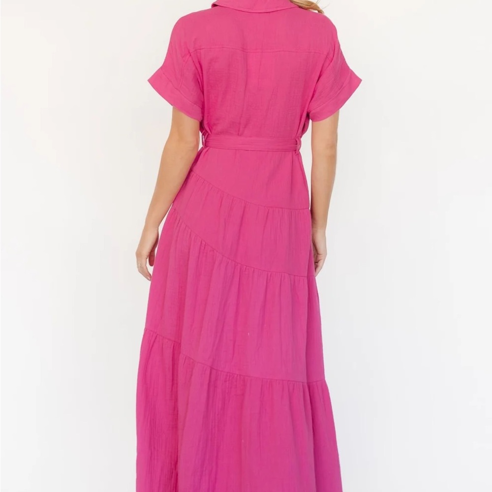 NWT Baltic Born Pink Tiered A-line Shirt Dress - Picture 3 of 4